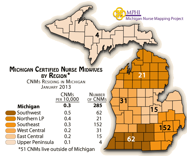 Michigan map of RNs